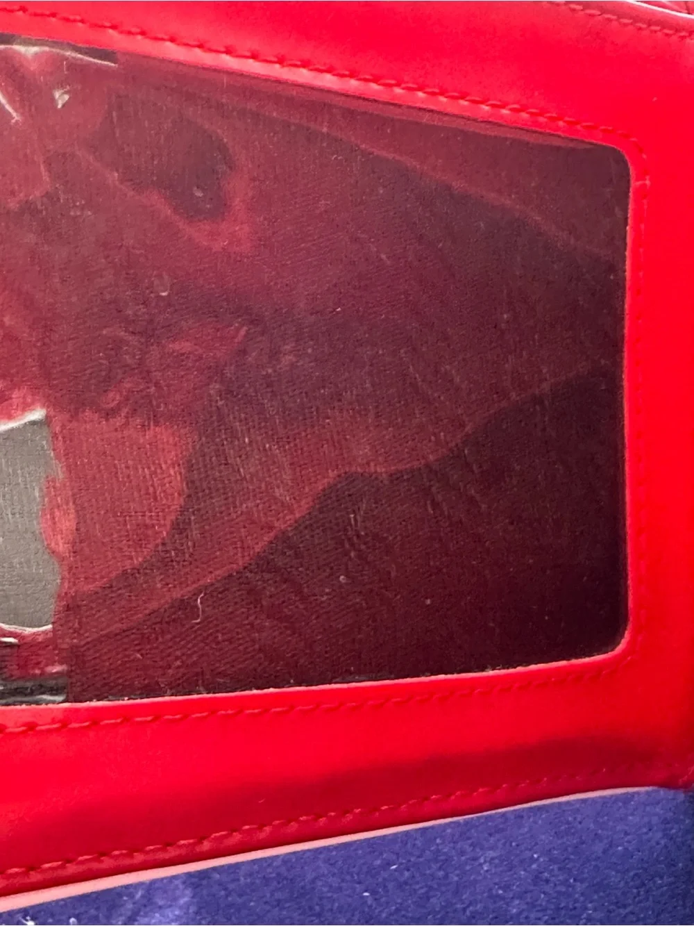 Prada Red Leather Card Holder with Cream Trim